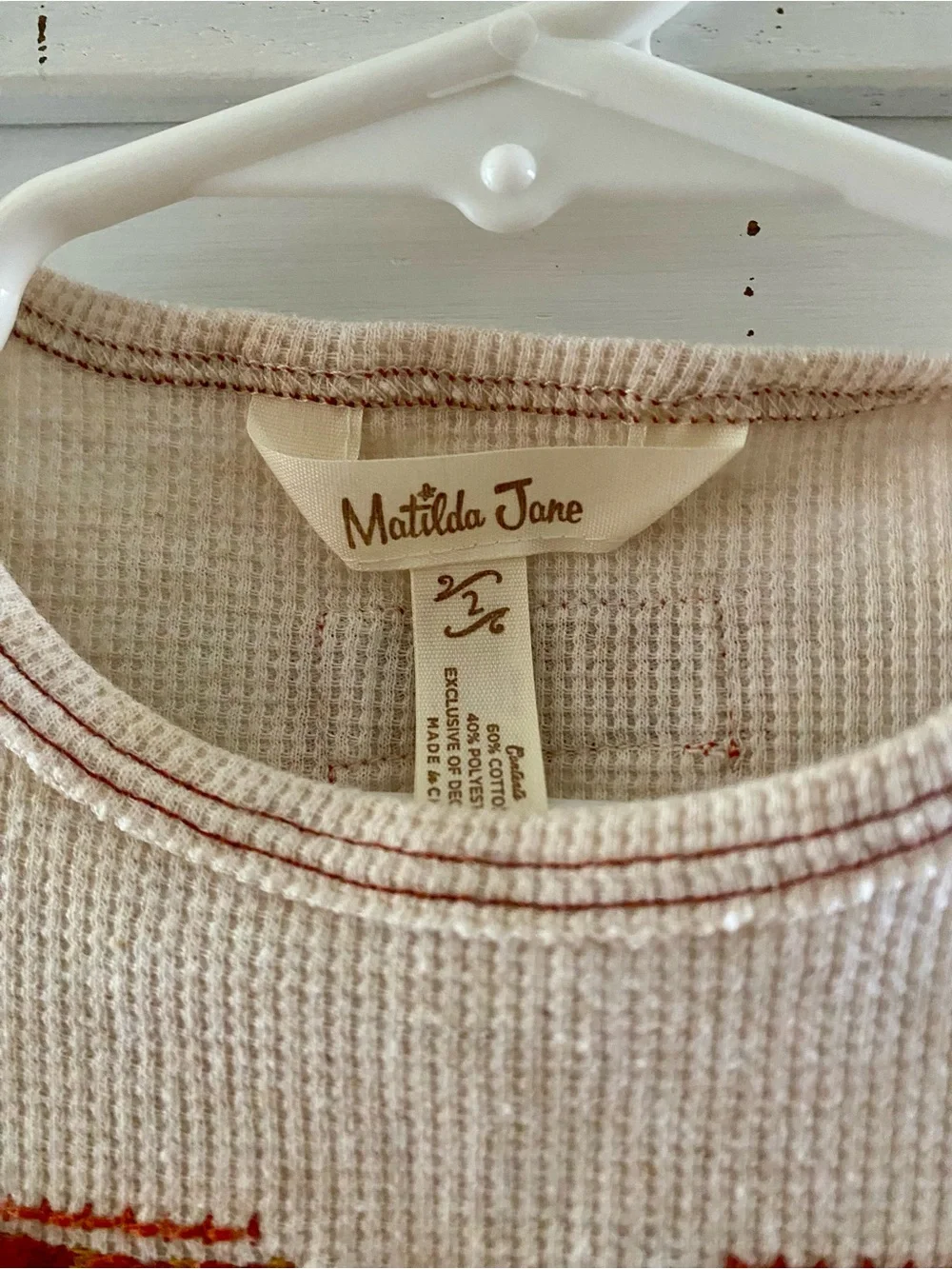 Matilda Jane Better Together Embroidered Waffle Tee T-Shirt Size 2
